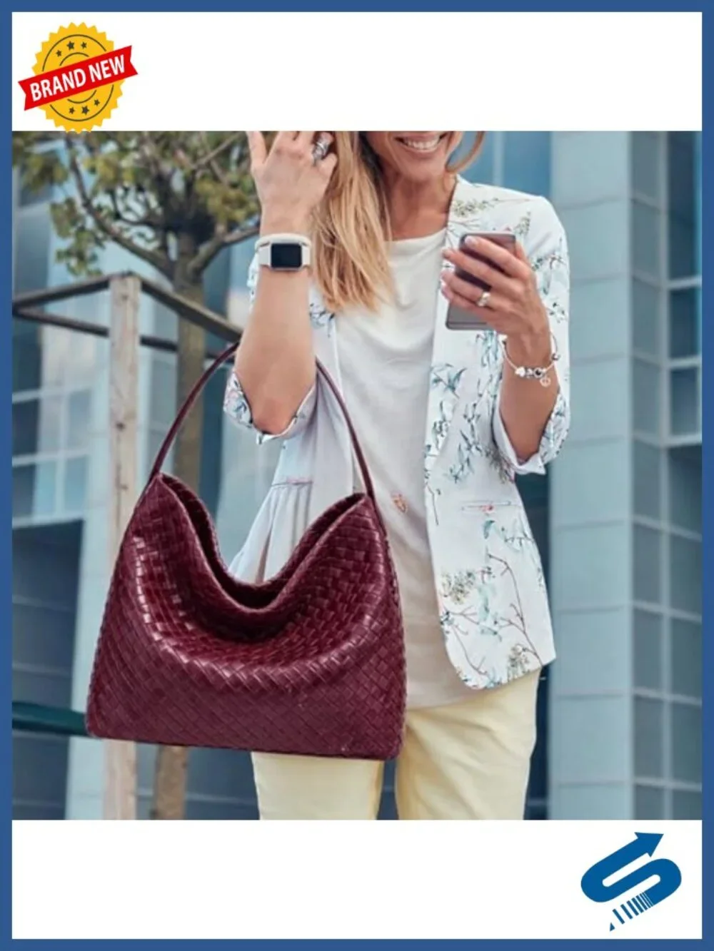 Woven Suede Hobo Bag - Slouchy Shoulder Tote with Crossbody Strap